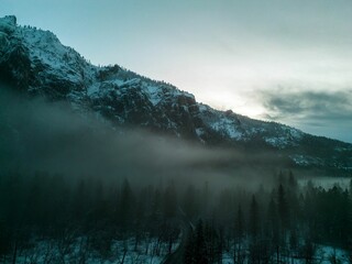 Scenic shot of Yosemite valley during winter at Yosemite National Park in Canada