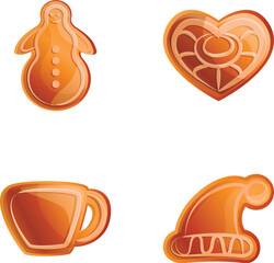 Gingerbread cookie icons set cartoon vector. Winter homemade cookie. Sweet food