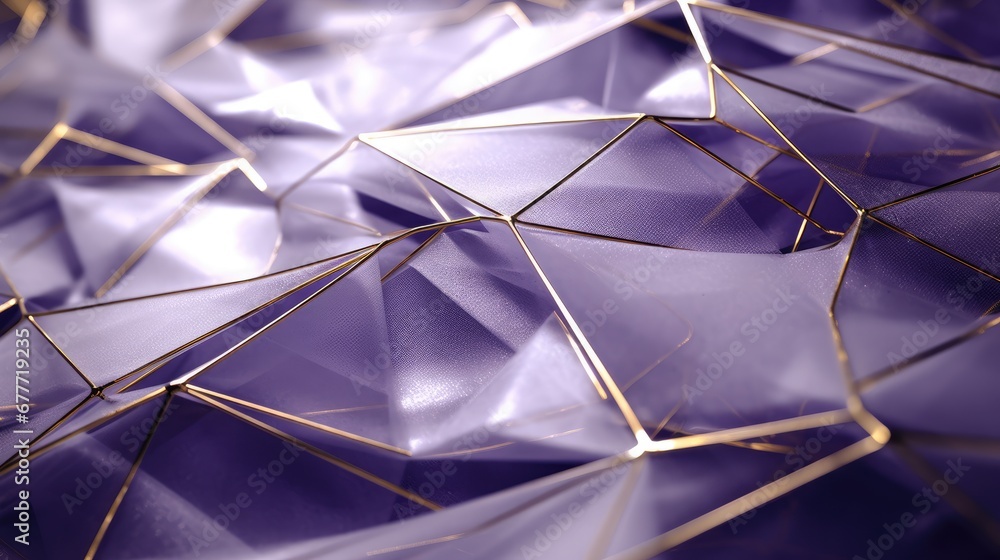Poster a close up view of a purple surface with gold lines and a diamond like design on the top of the surf