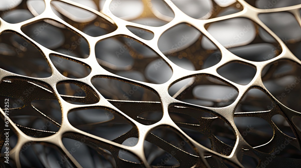 Poster a close up of a metal object that looks like a bunch of leaf like shapes on a surface that looks lik