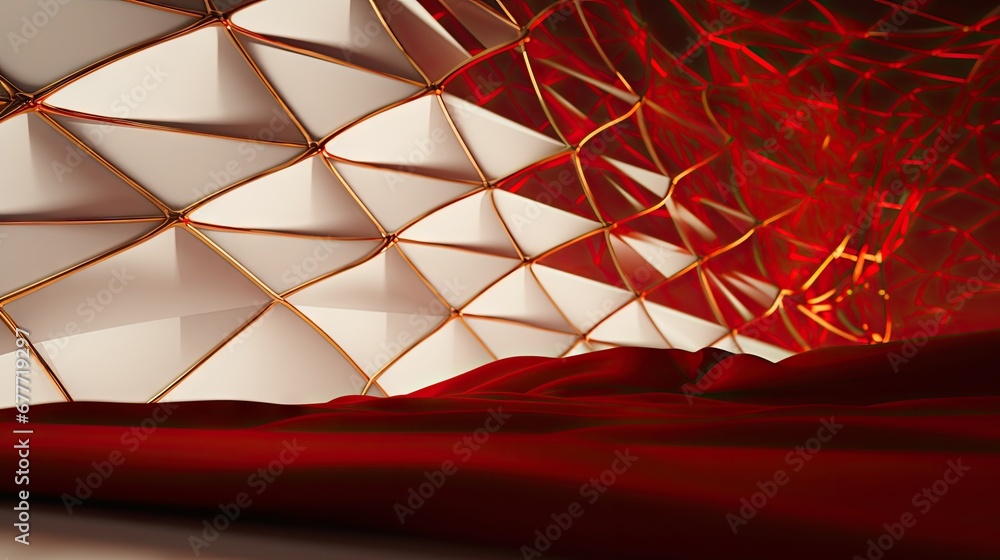 Poster a close up of a bed with a red comforter on top of it and a red blanket on the bottom of the bed and