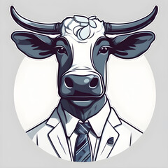 Obraz premium A fashion portrait of an anthropomorphic animal with an elegant modern suit and a nice tie was taken in a human form -Generative AI