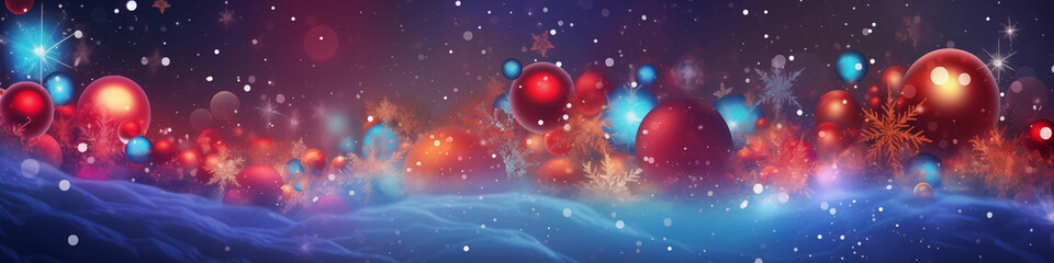 Fototapeta na wymiar Bright sparkling glowing banner, Christmas rectangular background