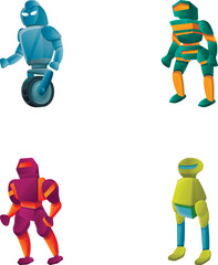 Robot icons set cartoon vector. Modern electronic robot. Technology concept