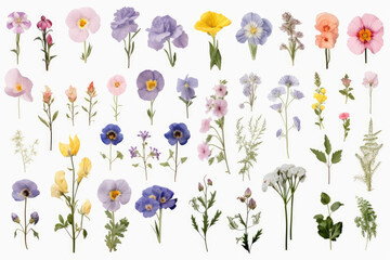 Fototapeta na wymiar set of flowers isolated on white background