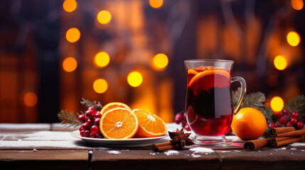 Delicious Mulled Wine, Festive Christmas Background