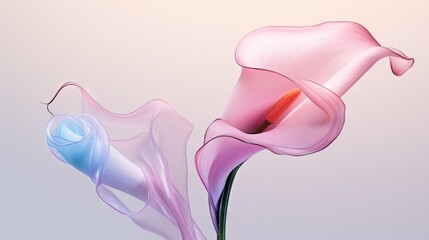  a close up of a pink flower with a blue flower in the middle of the image and a pink flower in the middle of the image with a blue flower in the middle.  generative ai