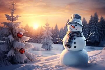 Obraz premium snowman in the snow