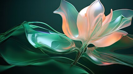  a close up of a flower on a black background with a blurry image of a flower on the bottom of the image and a green and white flower on the top of the bottom of the image.  generative ai