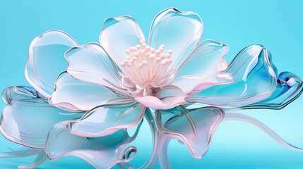  a close up of a flower on a blue background with a blurry image of a flower on the bottom of the image and a blurry image of a flower on the top of the bottom of the image.  generative ai