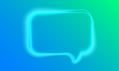 Chat icon shape in fluid neon lights, transparent translucid glow effect, smooth blurred lines.