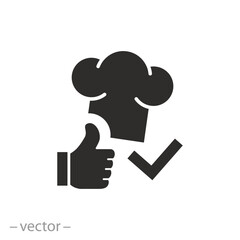 recommended good food icon, chef approved, nutritionist eat, flat symbol - editable stroke vector illustration