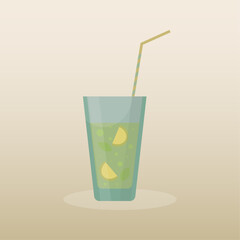 Сocktail glass with lemon and mint slices