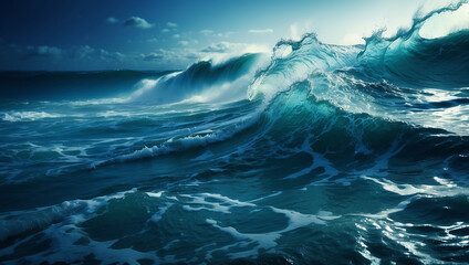 The luminous blue ocean waves from small microorganisms make a natural blue neon light at night