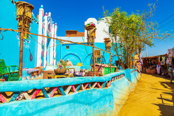 Bright colored houses in a famous Nubian village.