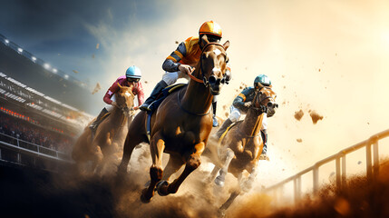 Horsemanship Pictures,Horse Racing Betting Images,Jockeys in the Heart of the Horse Race.,AI Generative 