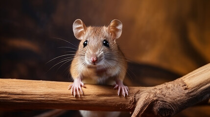 brown rat on a wooden branch