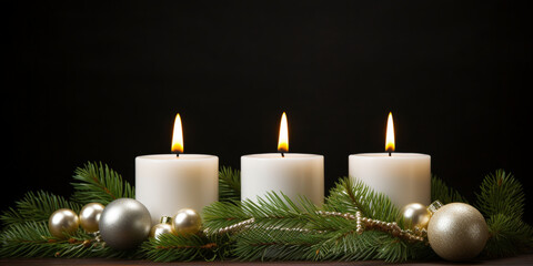 christmas candle and decorations