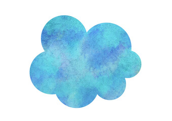 水彩の雲のイラスト　水色