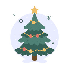 Christmas tree illustration isolated on white background