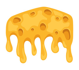 cheese sliced melted isolated