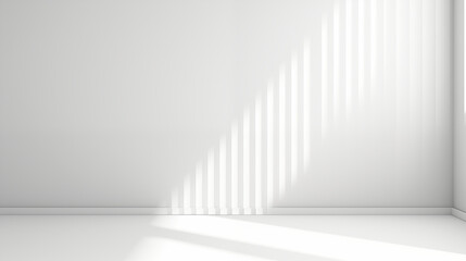 Minimal abstract light white background for product presentation. Shadow and light from windows