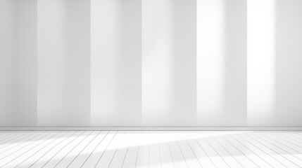 Fototapeta premium White abstract geometric background for product presentation. Shadow and light from windows