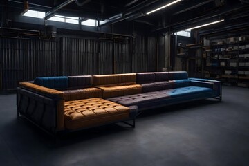 a modular industrial sofa with customizable seating arrangements