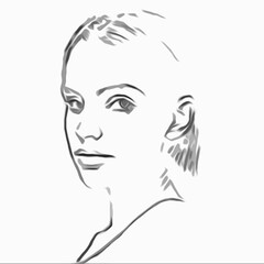 Close-up of a woman's face painted with oil paint