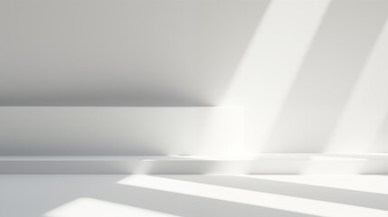 white abstract geometric background for product presentation. Shadow and light from windows