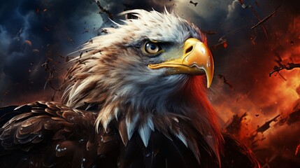 Combining elements of the flag with the bald eagle, America's national bird, symbolises freedom and strength. - obrazy, fototapety, plakaty