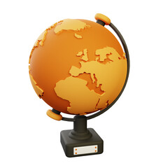 3D Rendered Globe Isolated on The Transparant Background	