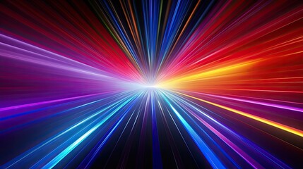Fototapeta premium Bright colored light beams running in the distance