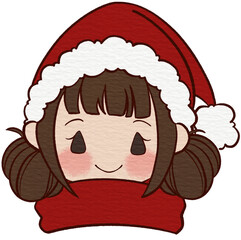 Santa girl Christmas event water color style and clear background
