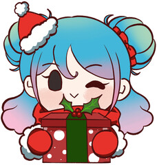 Santa girl Christmas event water color style and clear background
