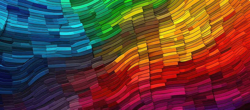  a multicolored abstract background with wavy lines and a rainbow - hued wave in the center of the image.