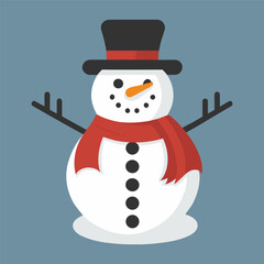 Snowman illustration with hat and scarf