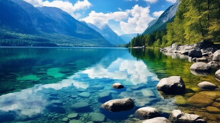 Beautiful scenery Lake, mountain, and reflection .
