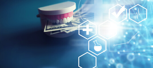 Dentist services concept. Take care of your mouth. Expensive dental center.