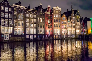 Foto op Aluminium Holland. Evening Amsterdam. Zaanse Schans. Mills. © Sergei