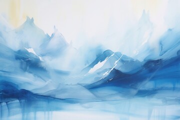 Abstract background with snowy blue mountains, 