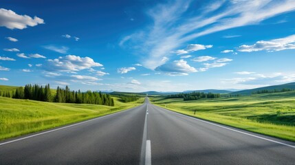 Empty Road with Clear Sky Landscape Photography
