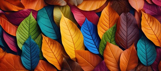  a group of multicolored leaves are arranged in the shape of a rectangle on top of each other.
