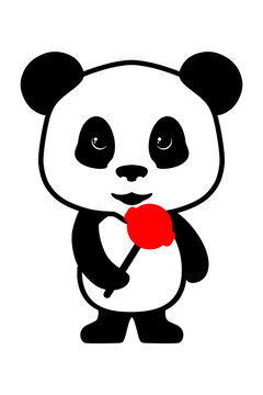Baby panda with candy