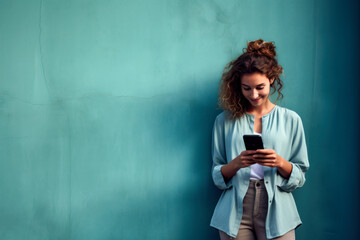 Casual Connectivity: Young Woman Engaged with Smart phone