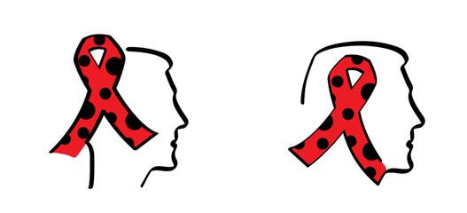 Ladybug ribbon. Red, black dots ribbons. Holland or the Netherlands, is the ladybug is a symbol against 