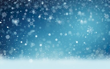 Fototapeta premium Christmas blue background with snow