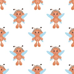 Fototapeta premium Seamless pattern with a cute flying character 