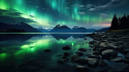 Aurora in the Night Sky Landscape Photography