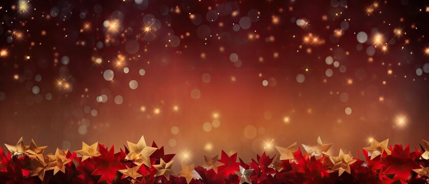 a red and gold christmas background with stars and snow flakes on a red and gold background with stars and snow flakes.